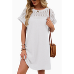 Lovesoft Lovesoft Lace Patchwork Casual Short Sleeve Dress White