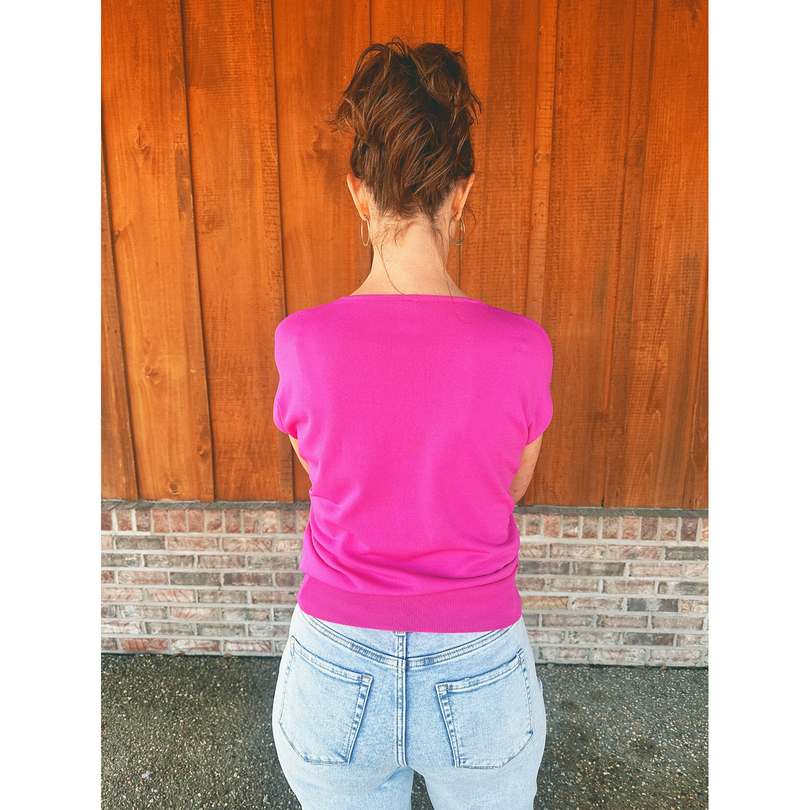 Sew in Love  Cap Sleeve V-Neck Top in Pink
