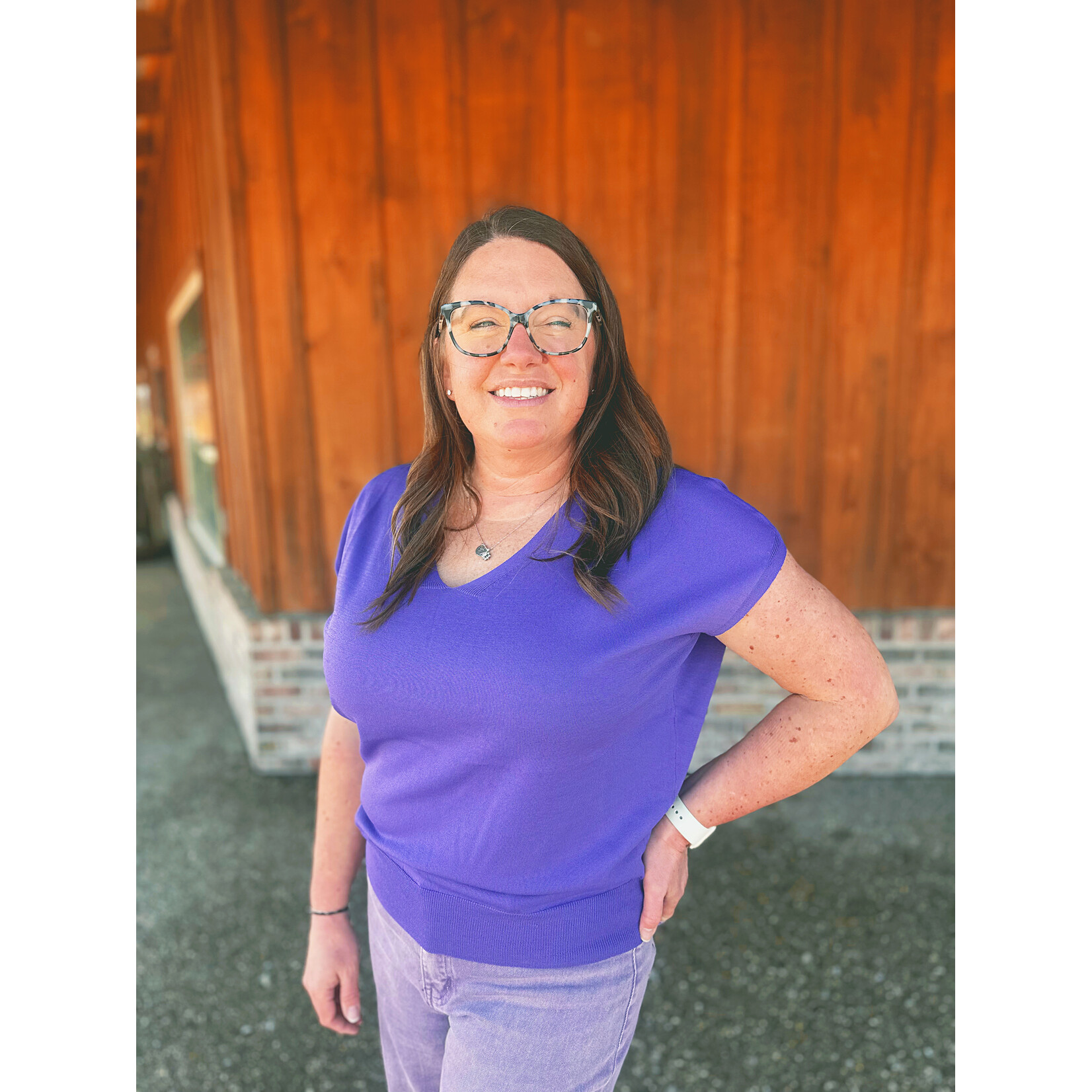 Sew in Love Cap Sleeve V-Neck Top inPurple