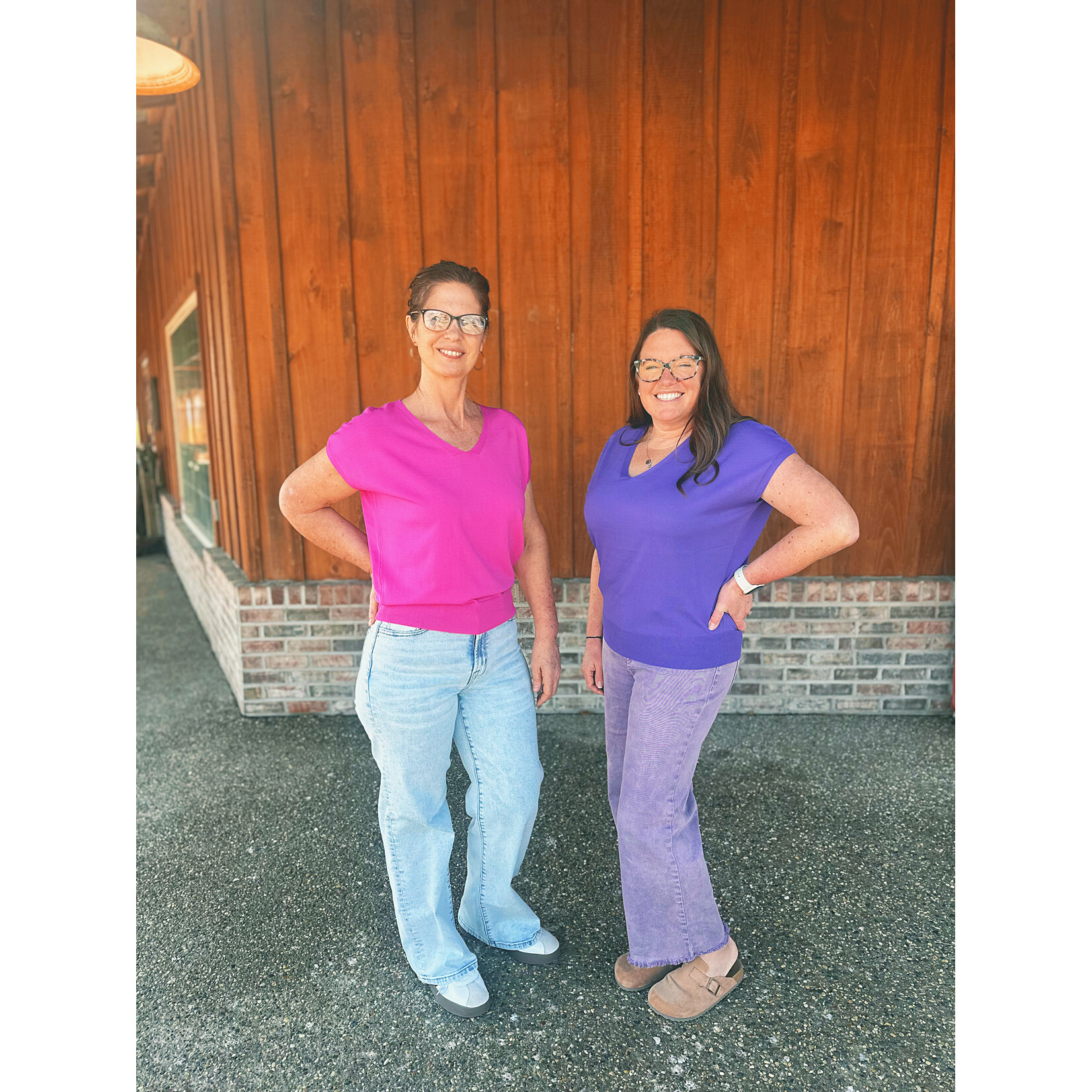 Sew in Love  Cap Sleeve V-Neck Top in Pink