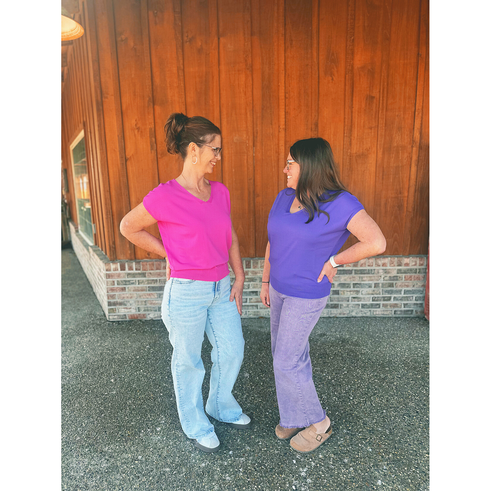 Sew in Love  Cap Sleeve V-Neck Top in Pink