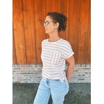 Sew in Love Sew In Love Short Sleeve Stripe Top Ivory Peach