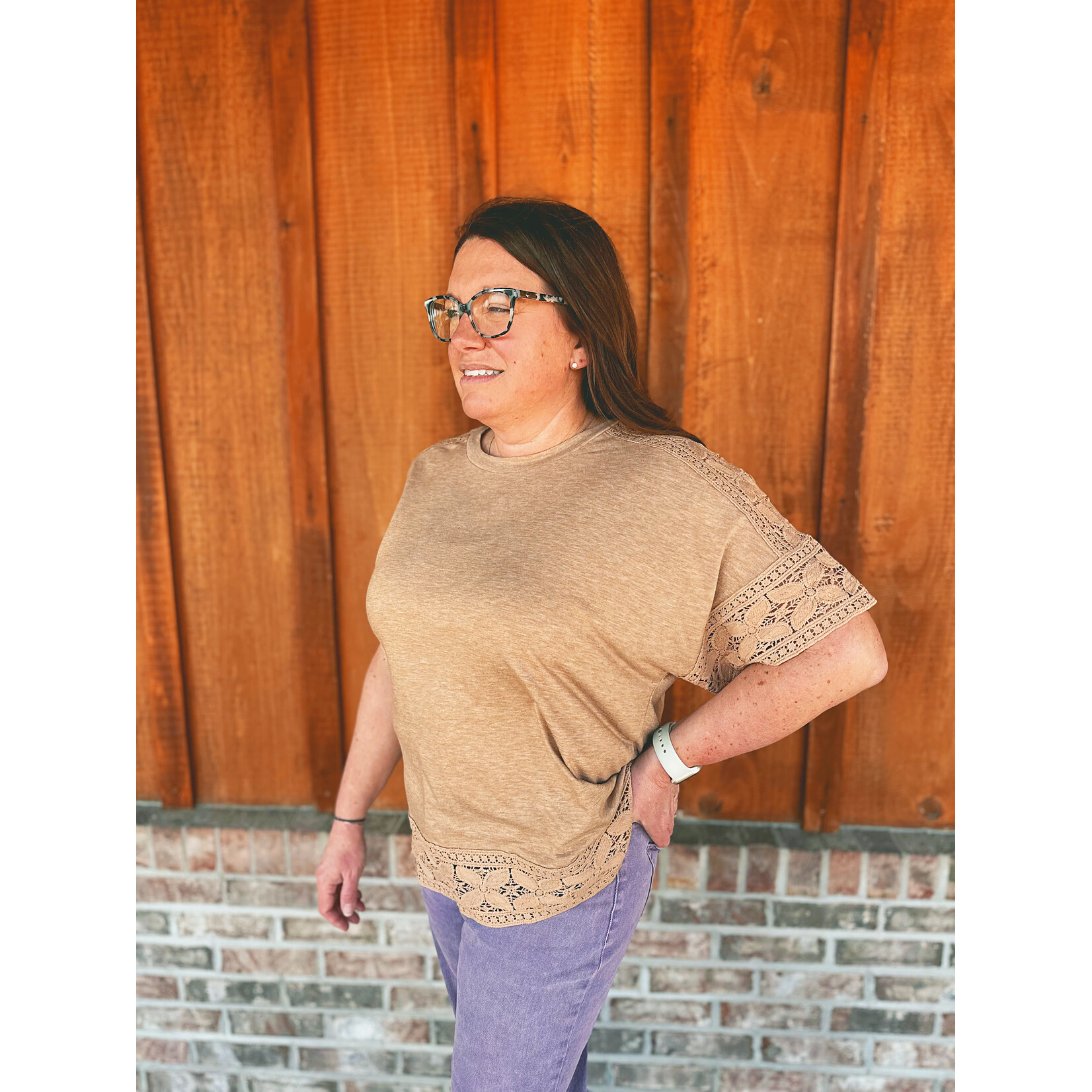 Sew in Love Sew In Love Short Sleeve Trim Detail Top Coffee