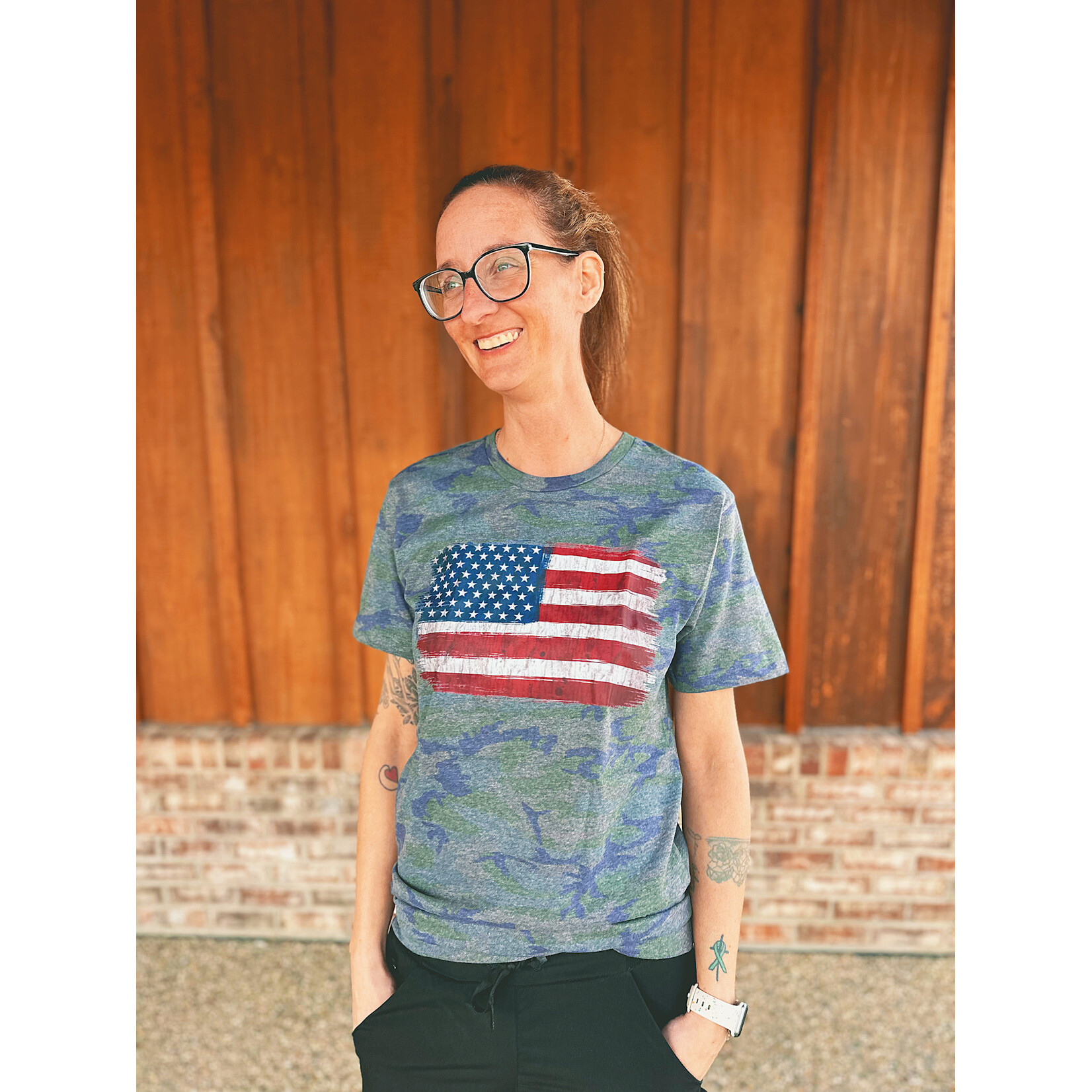 Sweet Southern Sweet Southern Distressed Flag Vintage Camo Graphic Tee