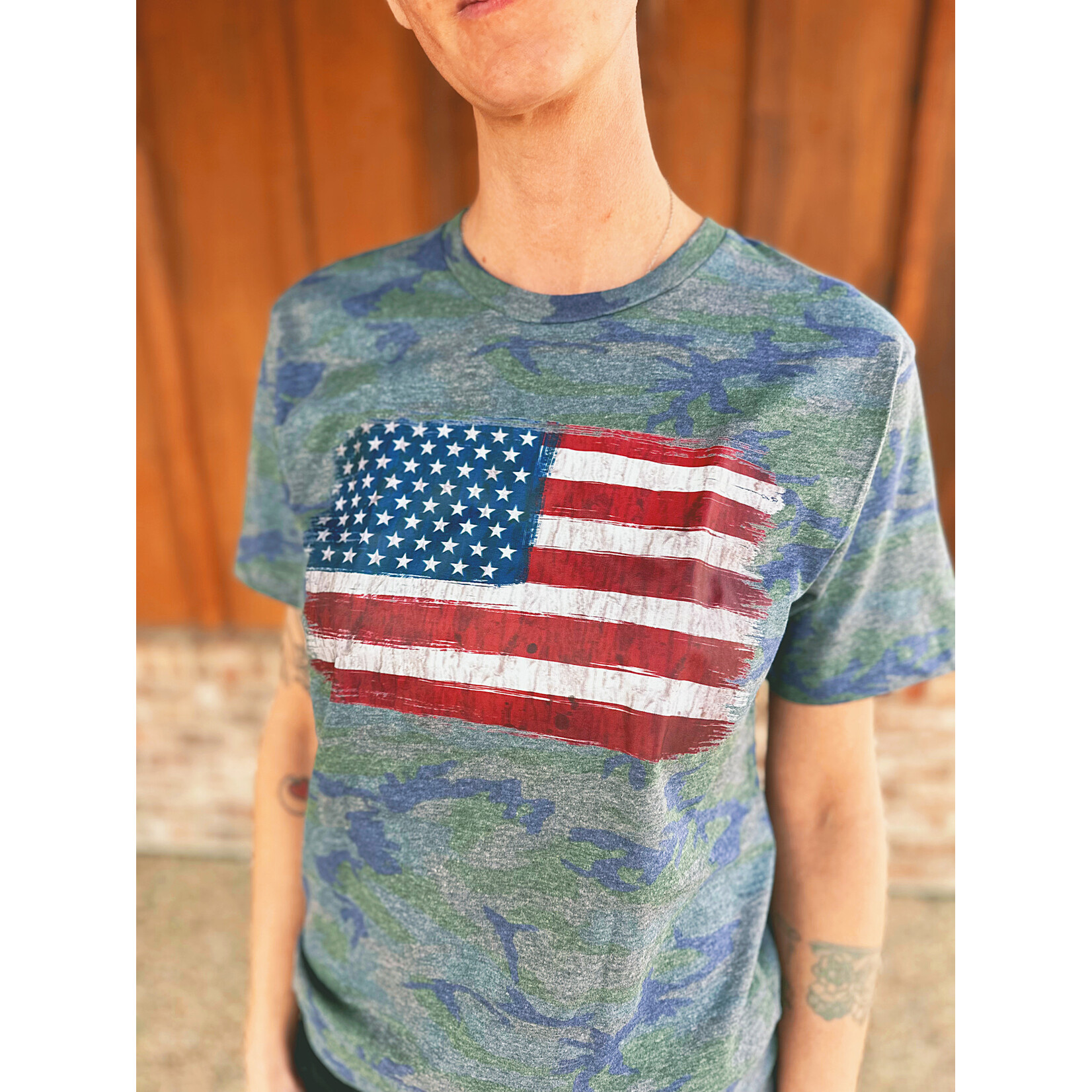 Sweet Southern Sweet Southern Distressed Flag Vintage Camo Graphic Tee