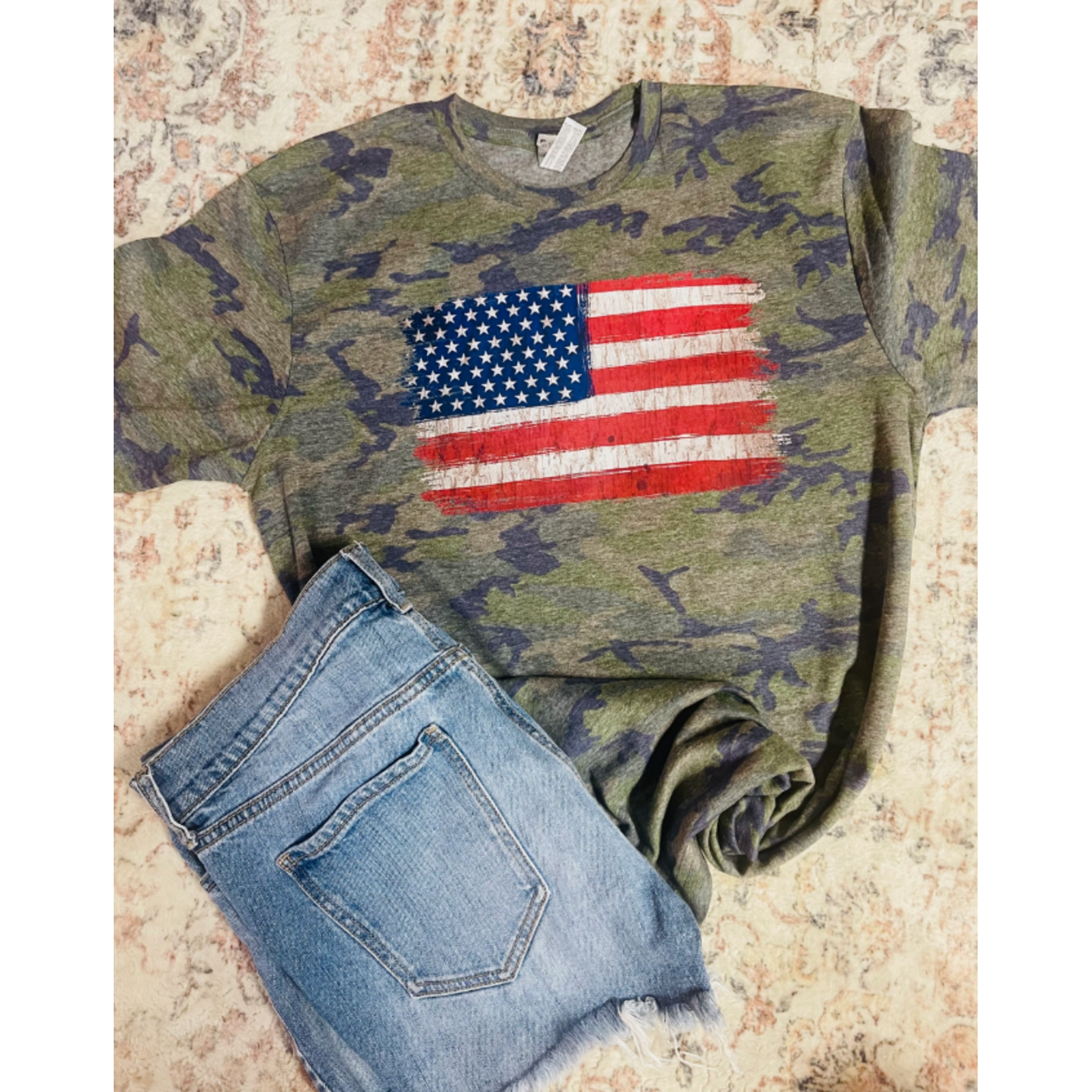 Sweet Southern Sweet Southern Distressed Flag Vintage Camo Graphic Tee