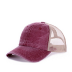 Zenana Zenana Vintage Wash Adjustable Mesh Cap Burgundy/Tan