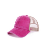 Zenana Zenana Vintage Wash Adjustable Mesh Cap Hot Pink/Tan