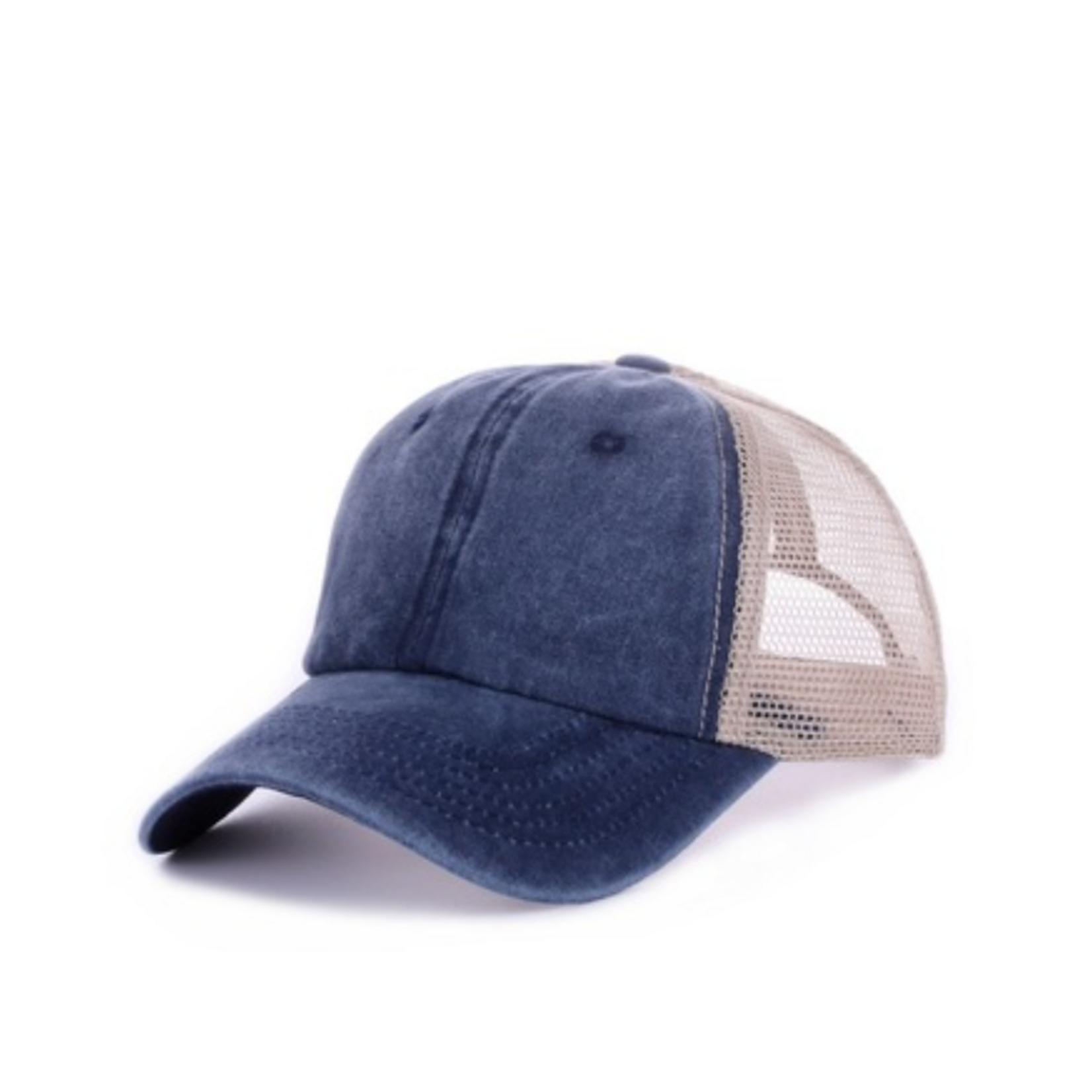Zenana Zenana Vintage Wash Adjustable Mesh Cap Navy/Tan