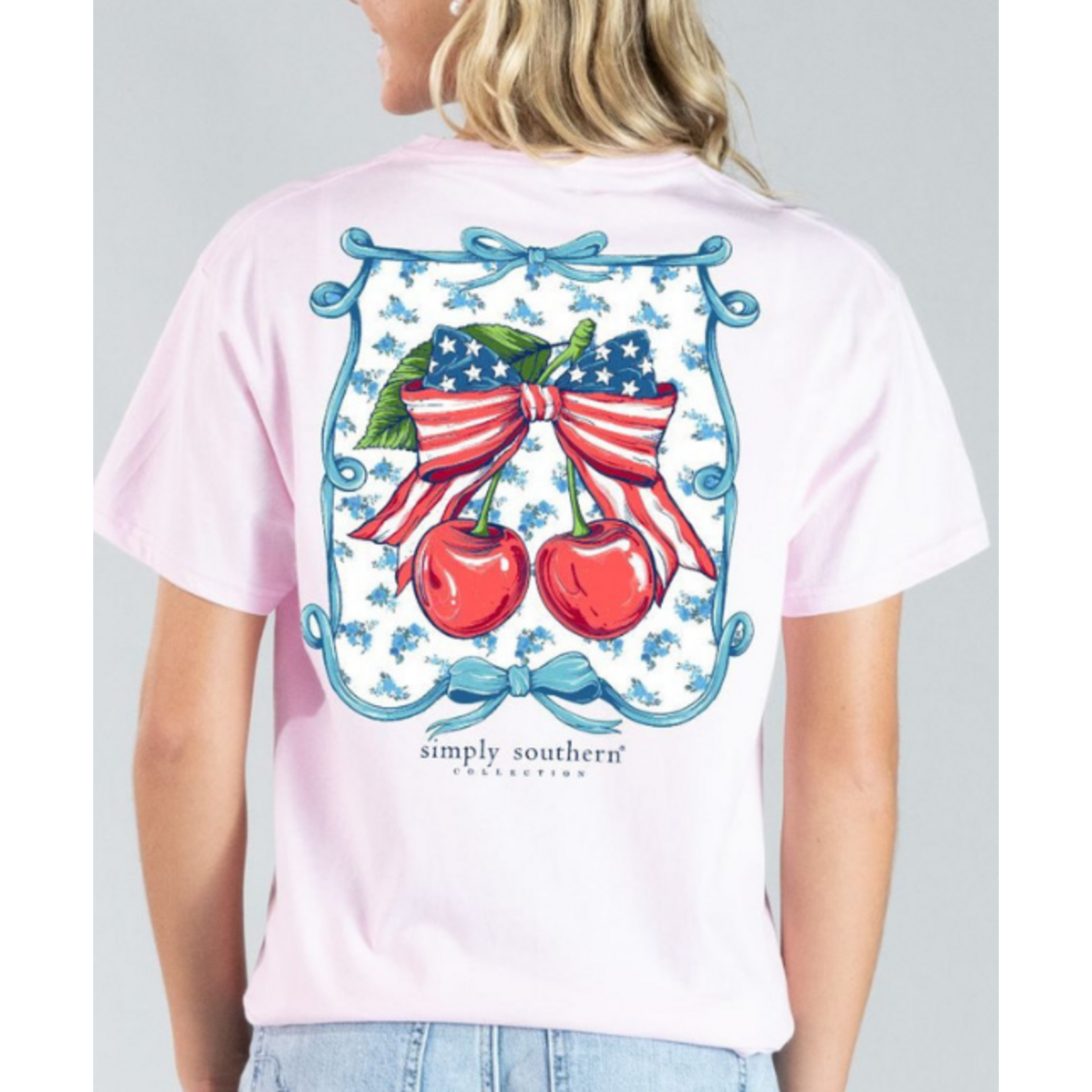 Simply Southern Simply Southern Short Sleeve Tee USA Cherry Peony