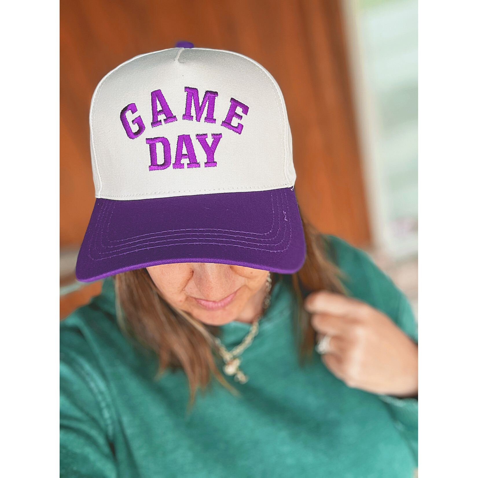 Zenana Zenana Game Day Two Tone Canvas Cotton Cap Purple