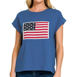 Zenana Zenana American Flag Tee Light Navy