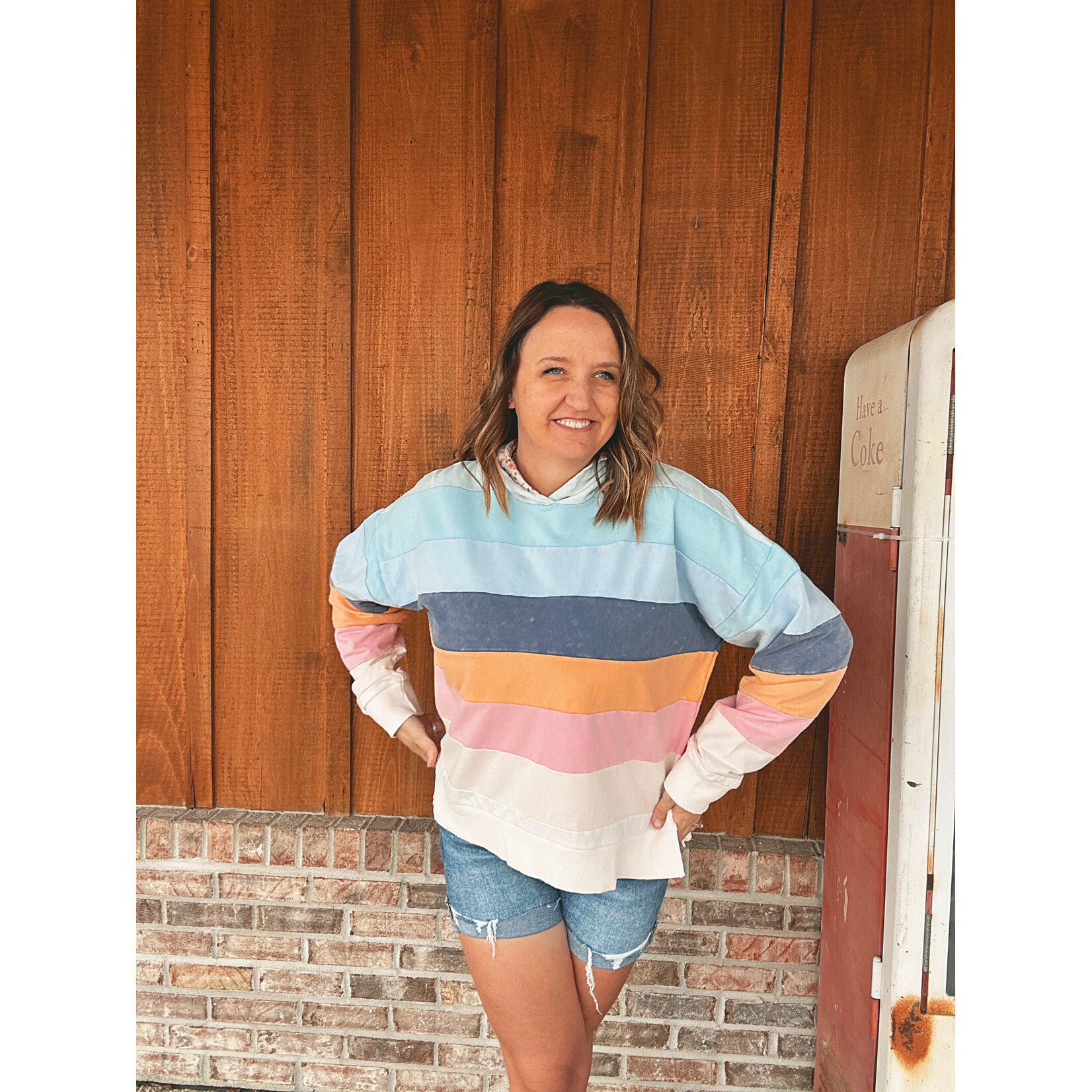Simply Southern Simply Southern Washed Striped Hoodie Multi