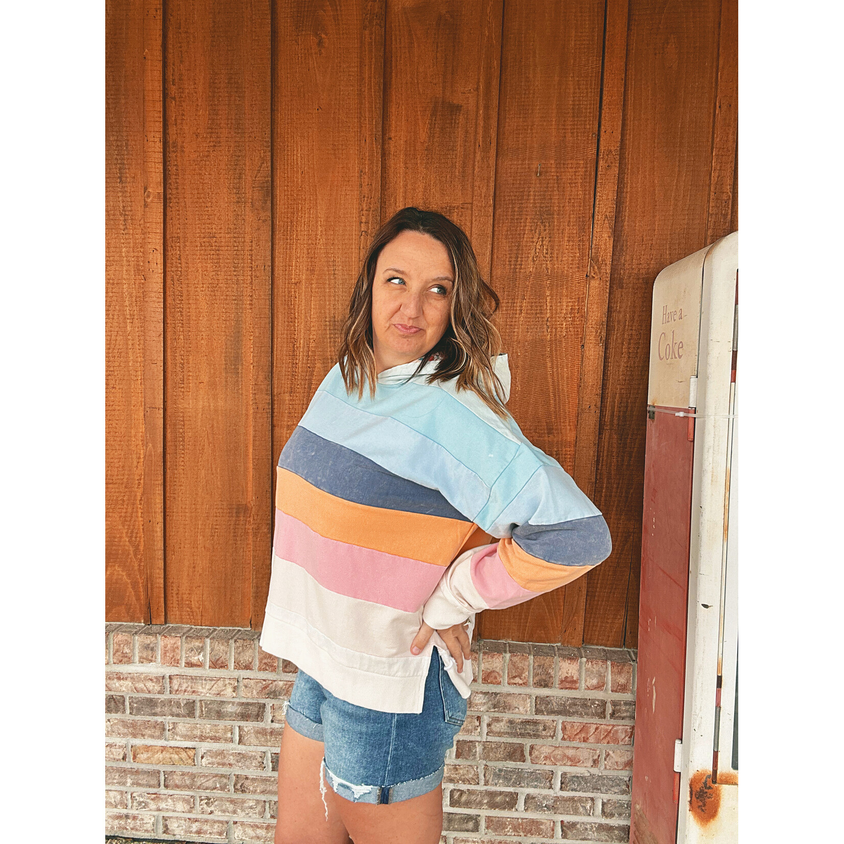 Simply Southern Simply Southern Washed Striped Hoodie Multi
