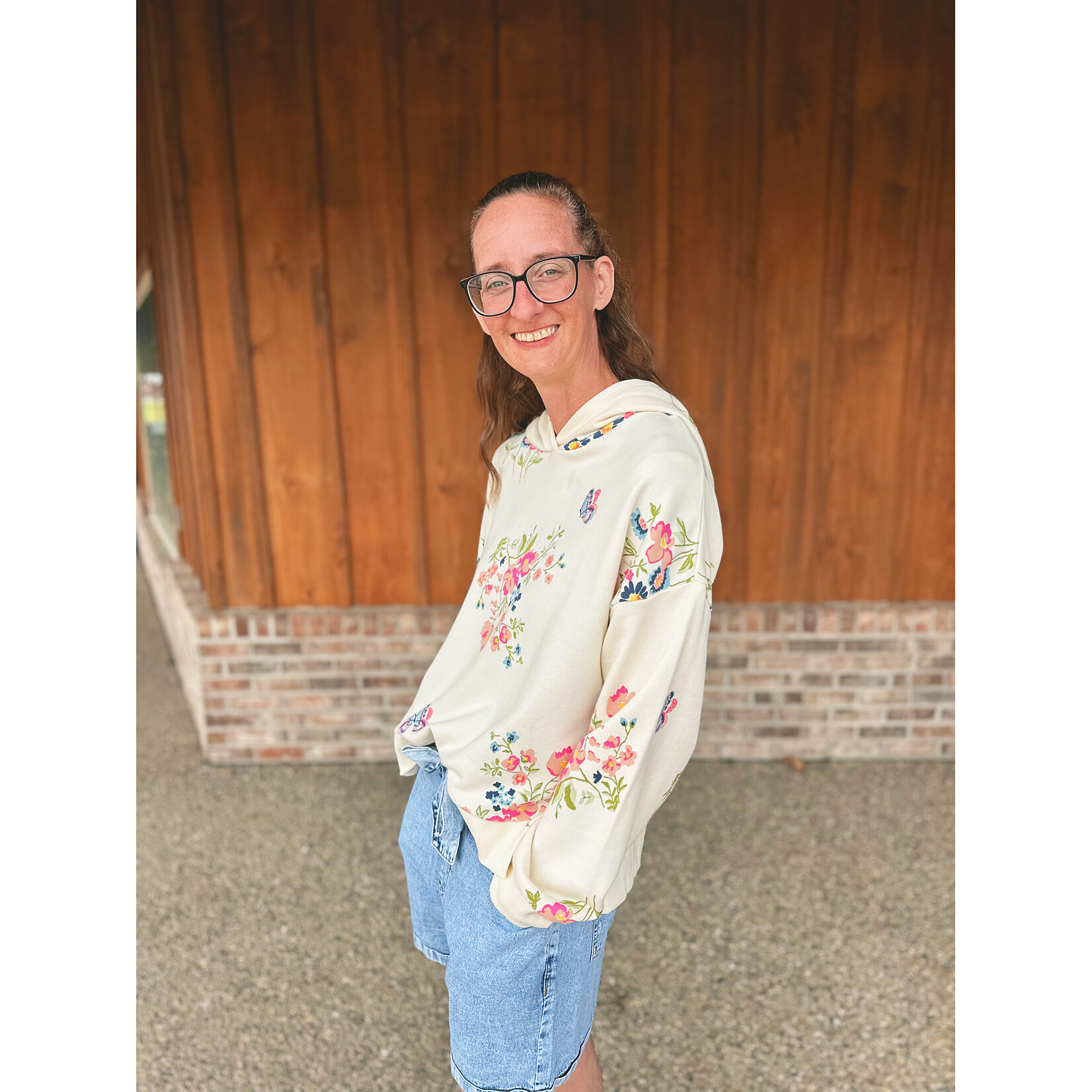 Simply Southern Simply Southern Oversized Hoodie Floral Print