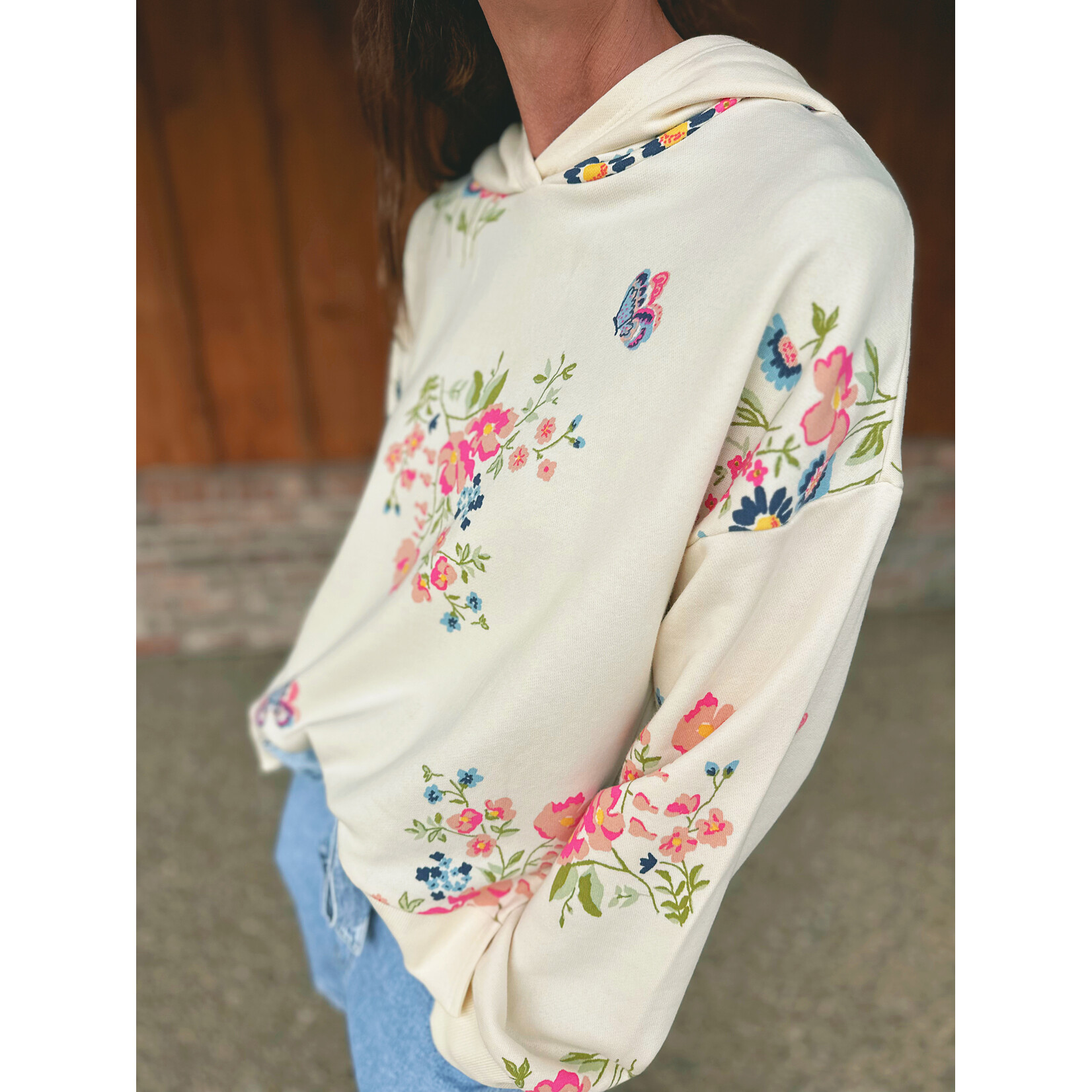 Simply Southern Simply Southern Oversized Hoodie Floral Print