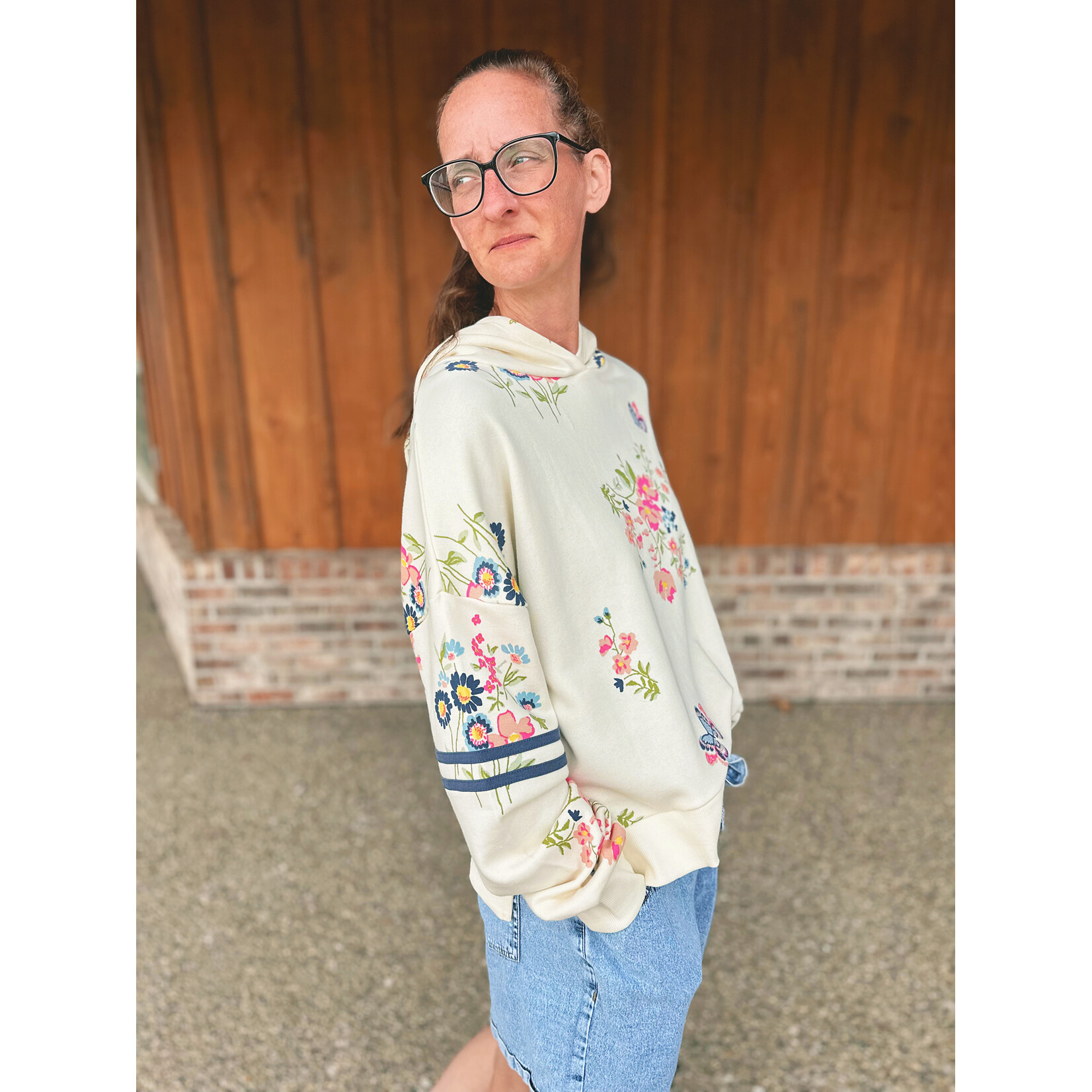Simply Southern Simply Southern Oversized Hoodie Floral Print