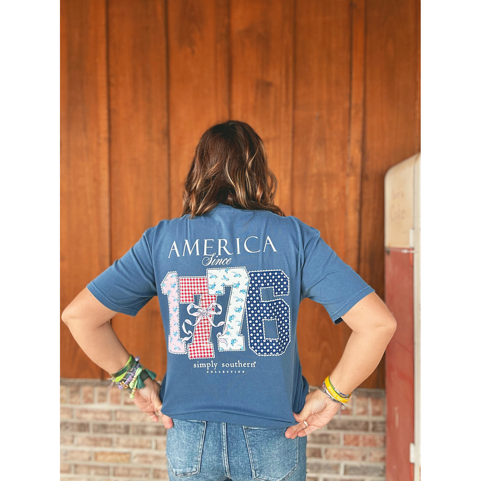 Simply Southern Simply Southern Mineral Wash Short Sleeve Tee America Overcast
