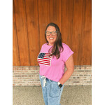 Zenana Zenana American Flag Tee Candy Pink