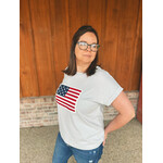 Zenana Zenana American Flag Tee Heather Grey