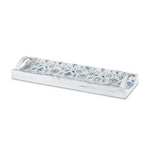 Gerson White & Blue Metal Embossed Tray Small