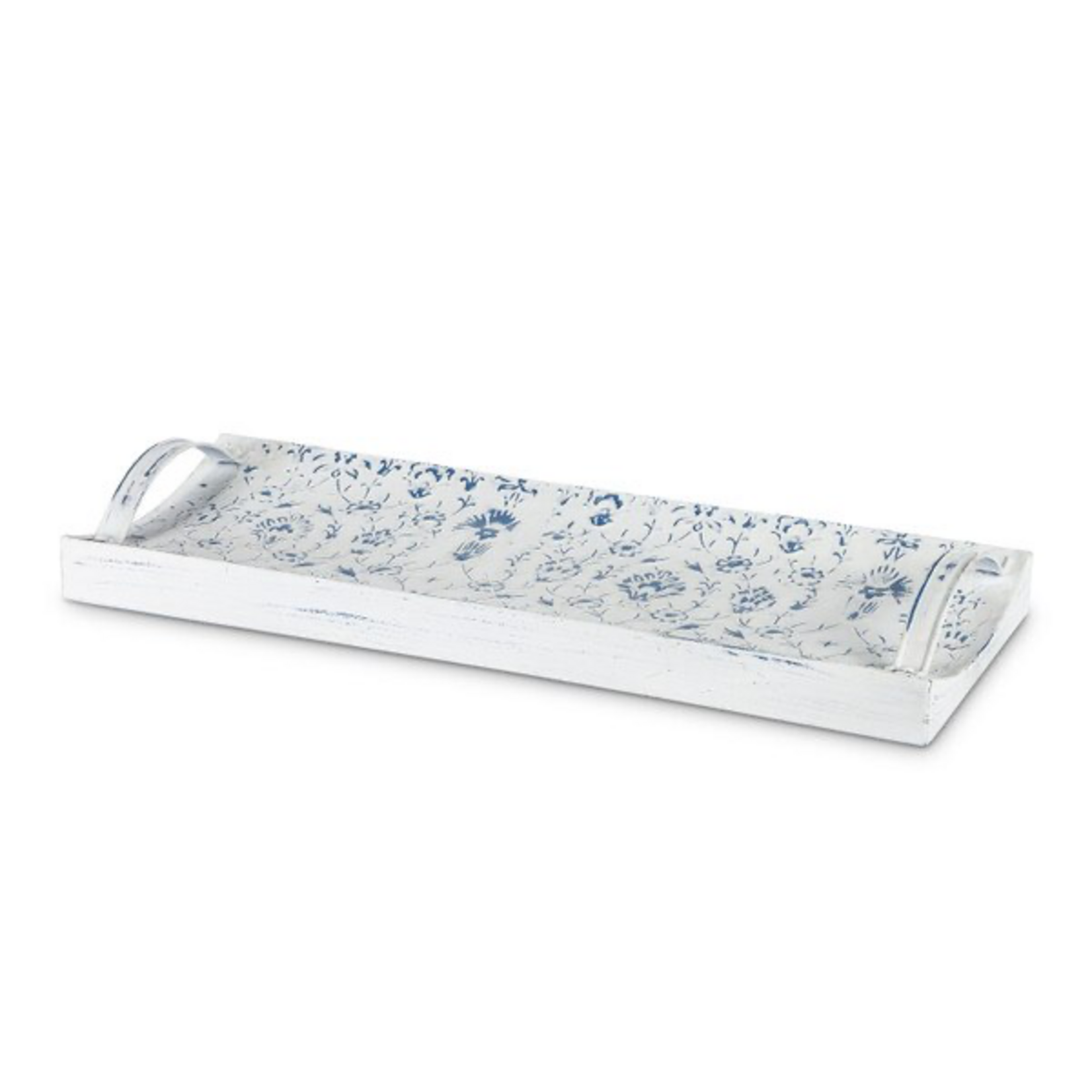 Gerson White & Blue Metal Embossed Tray Large
