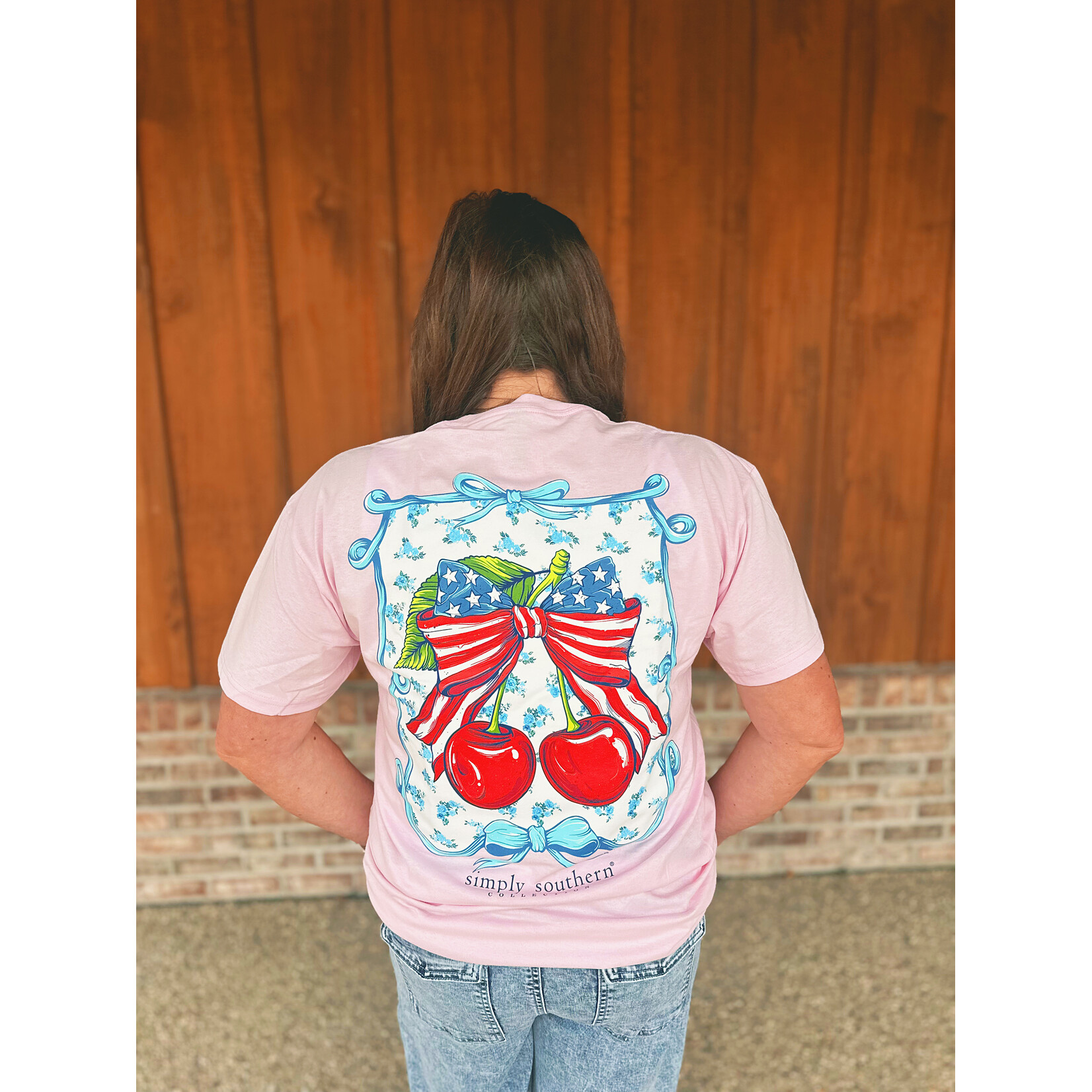 Simply Southern Simply Southern Short Sleeve Tee USA Cherry Peony