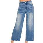 Zenana Zenana Medium Wash Wide Leg Raw Hem Cropped Denim 9526