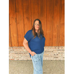 Zenana Zenana Center Seam Short Sleeve Sweater Light Navy