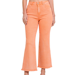Zenana Zenana Acid Washed HW Frayed Hem Bootcut Orange 1847A