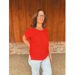 Zenana Zenana Center Seam Short Sleeve Sweater Ruby