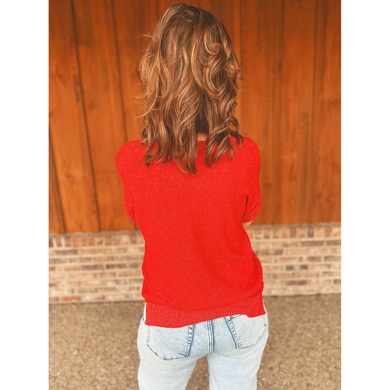 Zenana Zenana Center Seam Short Sleeve Sweater Ruby