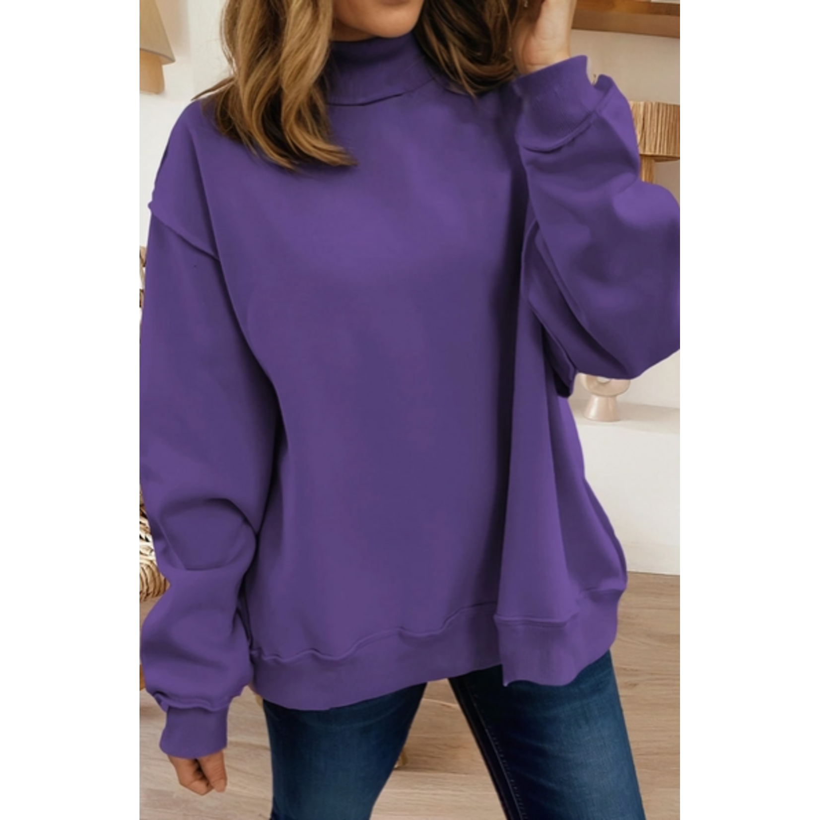 66 Disco 66 Disco Oversize Mock Neck Sweatshirt Purple
