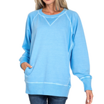 Zenana Zenana Pigment Dyed French Terry Pullover with Pockets Deep Sky