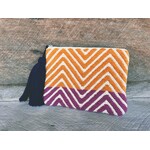 Jen & Co Jen & Co Adalaide Cotton Pouch Mustard/ Purple CS2161