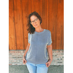 Zenana Zenana Corded Rib Short Sleeve Top Light Navy