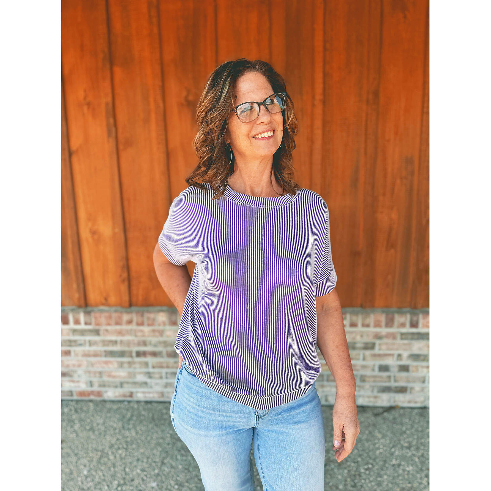 Zenana Zenana Corded Rib Short Sleeve Top Violet