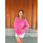 Zenana Zenana Halo Washed French Terry Exposed Seam Sweatshirt Red