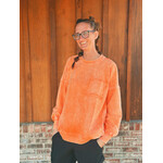 Zenana Zenana Halo Washed French Terry Exposed Seam Sweatshirt Orange
