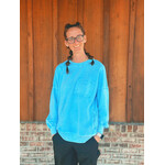 Zenana Zenana Halo Washed French Terry Exposed Seam Sweatshirt Sky Blue