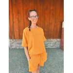 Zenana Zenana Raised Rib Short Sleeve Tee & Short Set Mustard