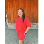 Zenana Zenana Raised Rib Short Sleeve Tee & Short Set Ruby