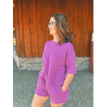 Zenana Zenana Raised Rib Short Sleeve Tee & Short Set Plum