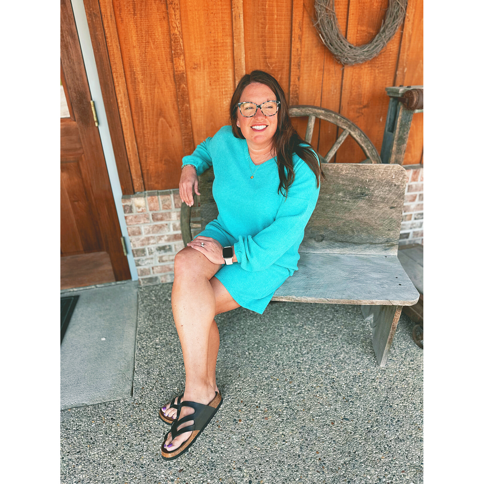 Zenana Zenana Ribbed Hacci V-Neck Long Sleeve Tee & Shorts Set Light Teal