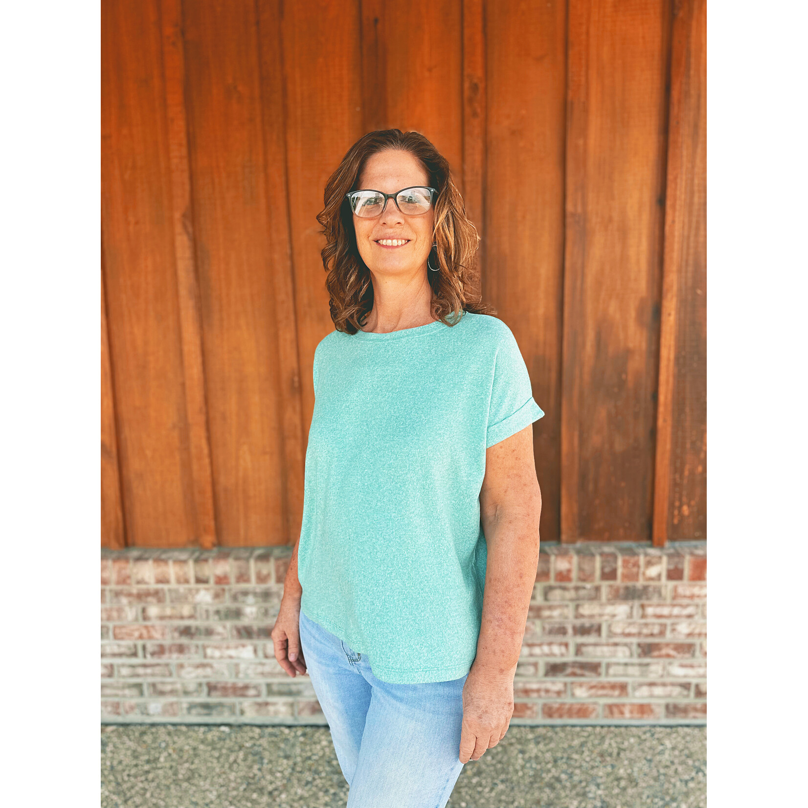 Zenana Zenana Soft Melange Hacci Short Sleeve Top Kelly Green