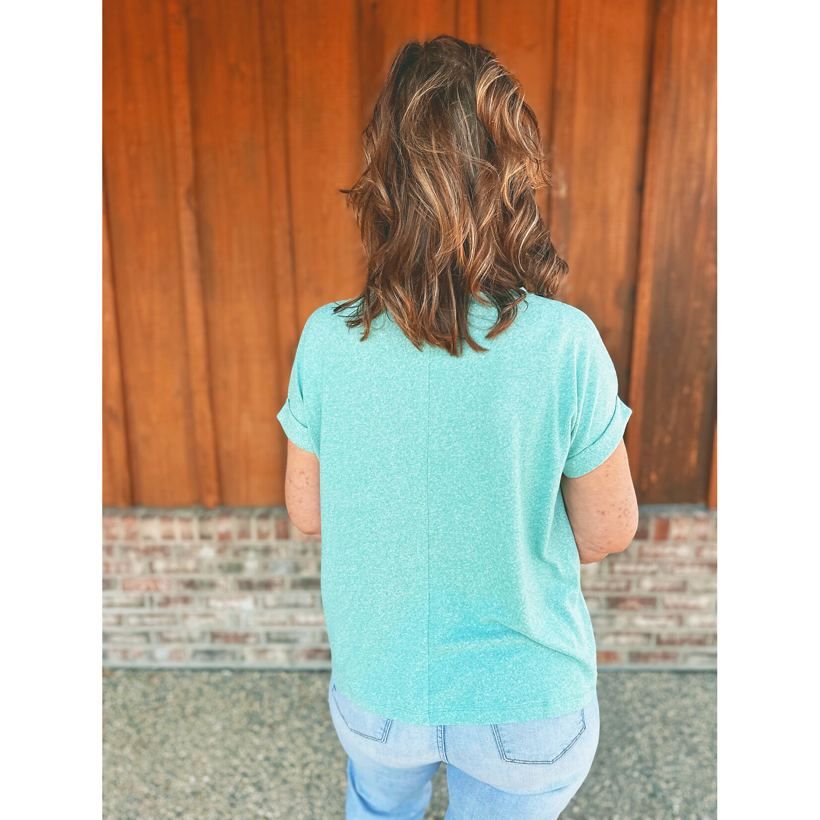 Zenana Zenana Soft Melange Hacci Short Sleeve Top Kelly Green