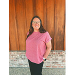 Zenana Zenana Soft Melange Hacci Short Sleeve Top Dark Red