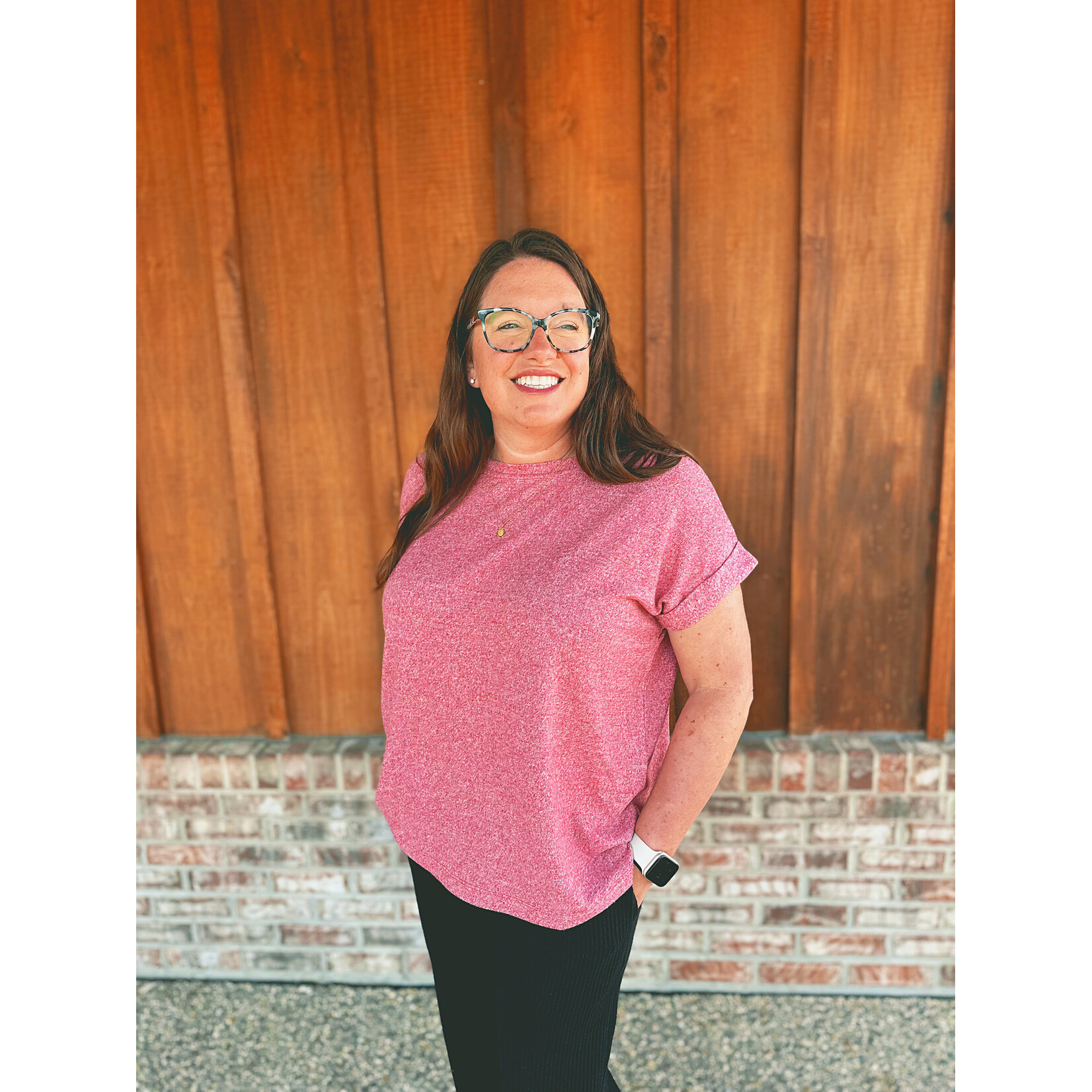 Zenana Zenana Soft Melange Hacci Short Sleeve Top Dark Red