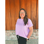 Zenana Zenana Soft Melange Hacci Short Sleeve Top Bright Mauve