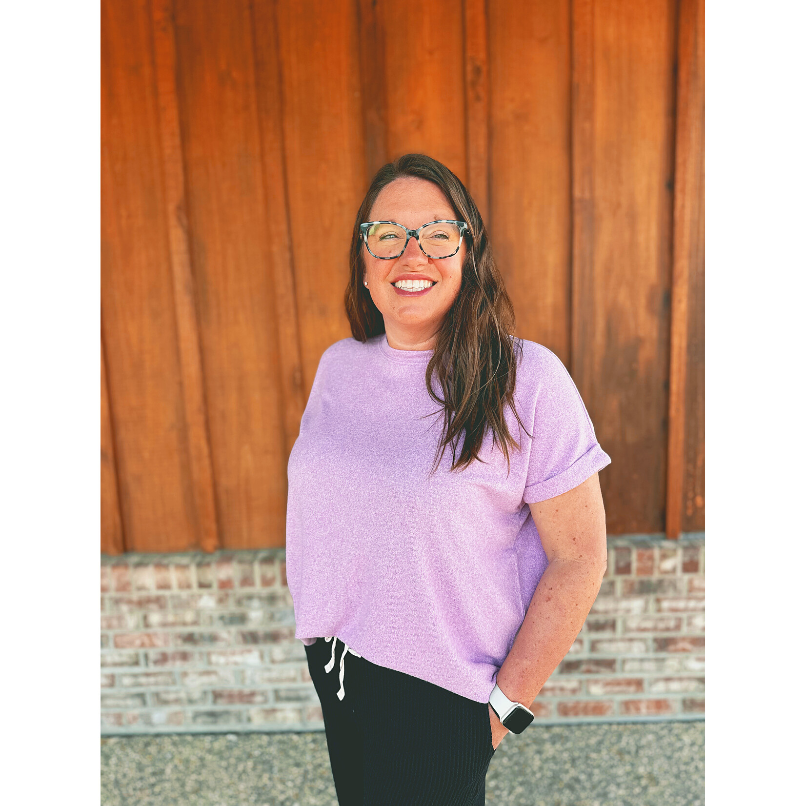 Zenana Zenana Soft Melange Hacci Short Sleeve Top Bright Mauve